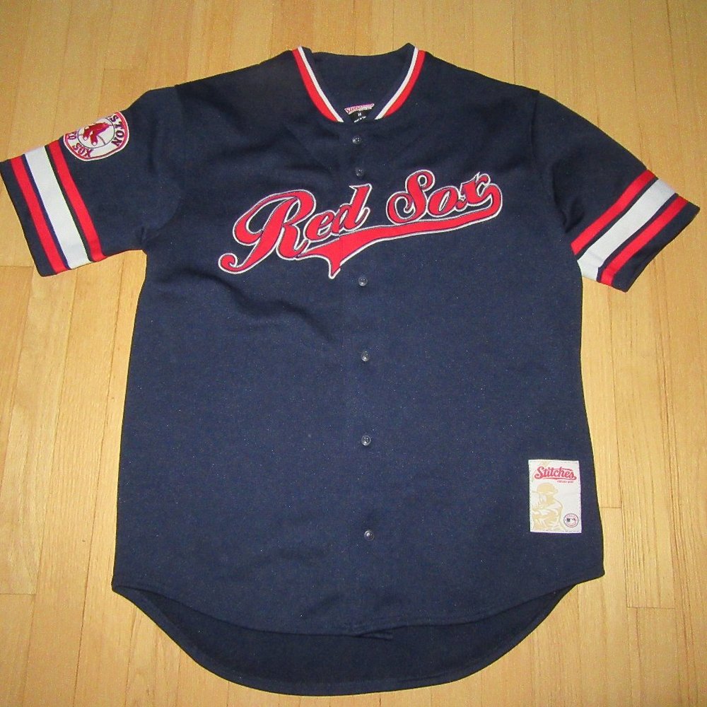 STITCHES BOSTON RED SOX JERSEY/BUTTON DOWN/SHORT SLEEVE/EMBROIDERED/SIZE MED